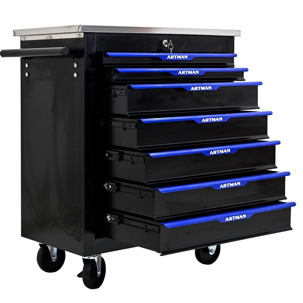 7 Drawer Rolling Tool Cart Lockable Tool Box on Wheel Storage Toolbox Cabinet