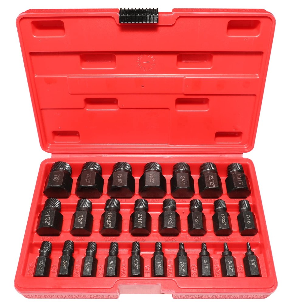 25Pcs Hex-Head Multispline Screw Extractor Bolt Removal Set