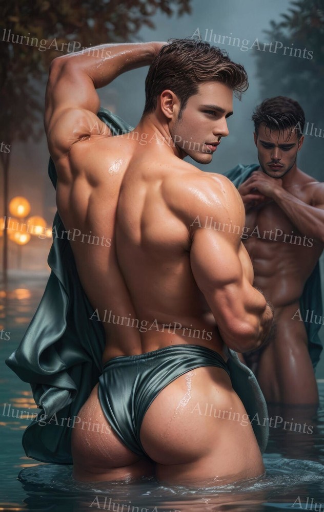 Shirtless Male Model Photo Print Muscular Handsome Jock -C644