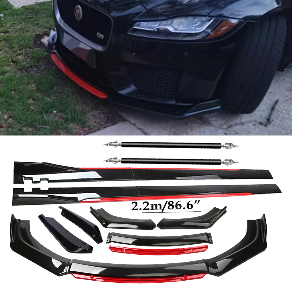 Front Bumper Lip Chin Spoiler Splitter Body Kit Glossy Black For Jaguar XE XF XJ