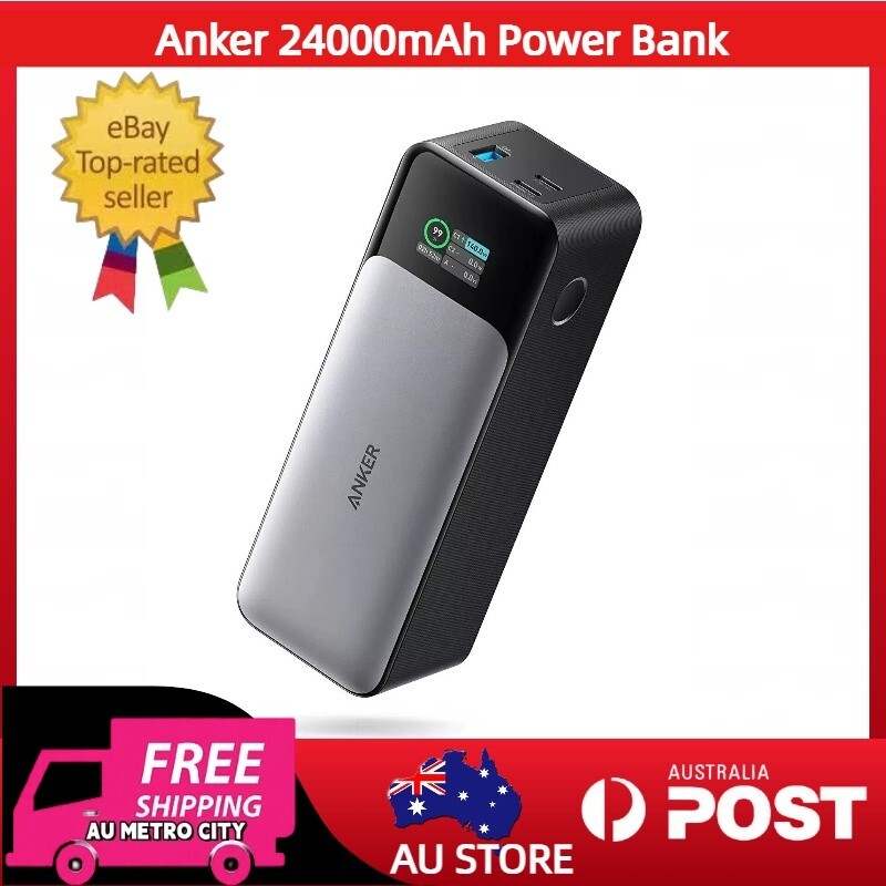 24000mAh Anker 140W 3-Port Power Bank for Phones & Laptops