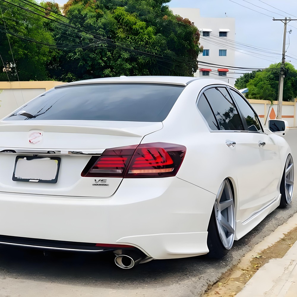 VLAND Red Clear LED Tail Lights Assembly For 2013-2017 Honda Accord 4-Door Sedan