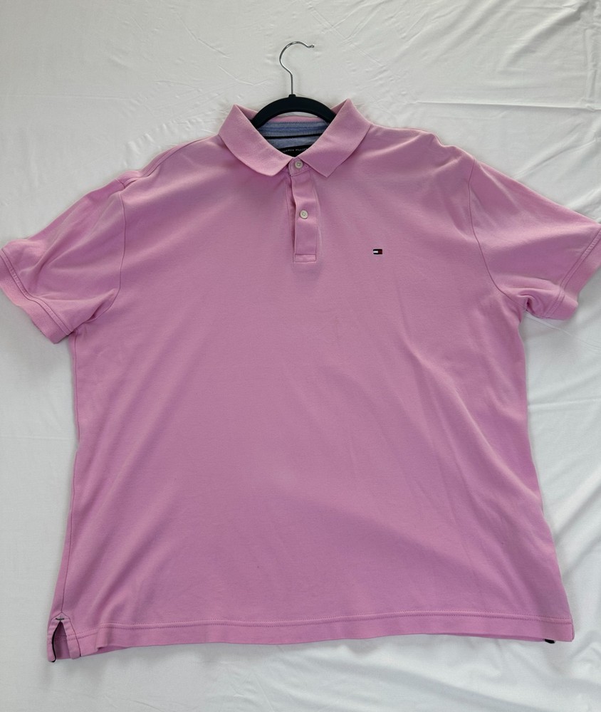 Tommy Hilfiger Men’s Golf Polo Shirt L/G Classic Pink Cotton Short Sleeve Casual