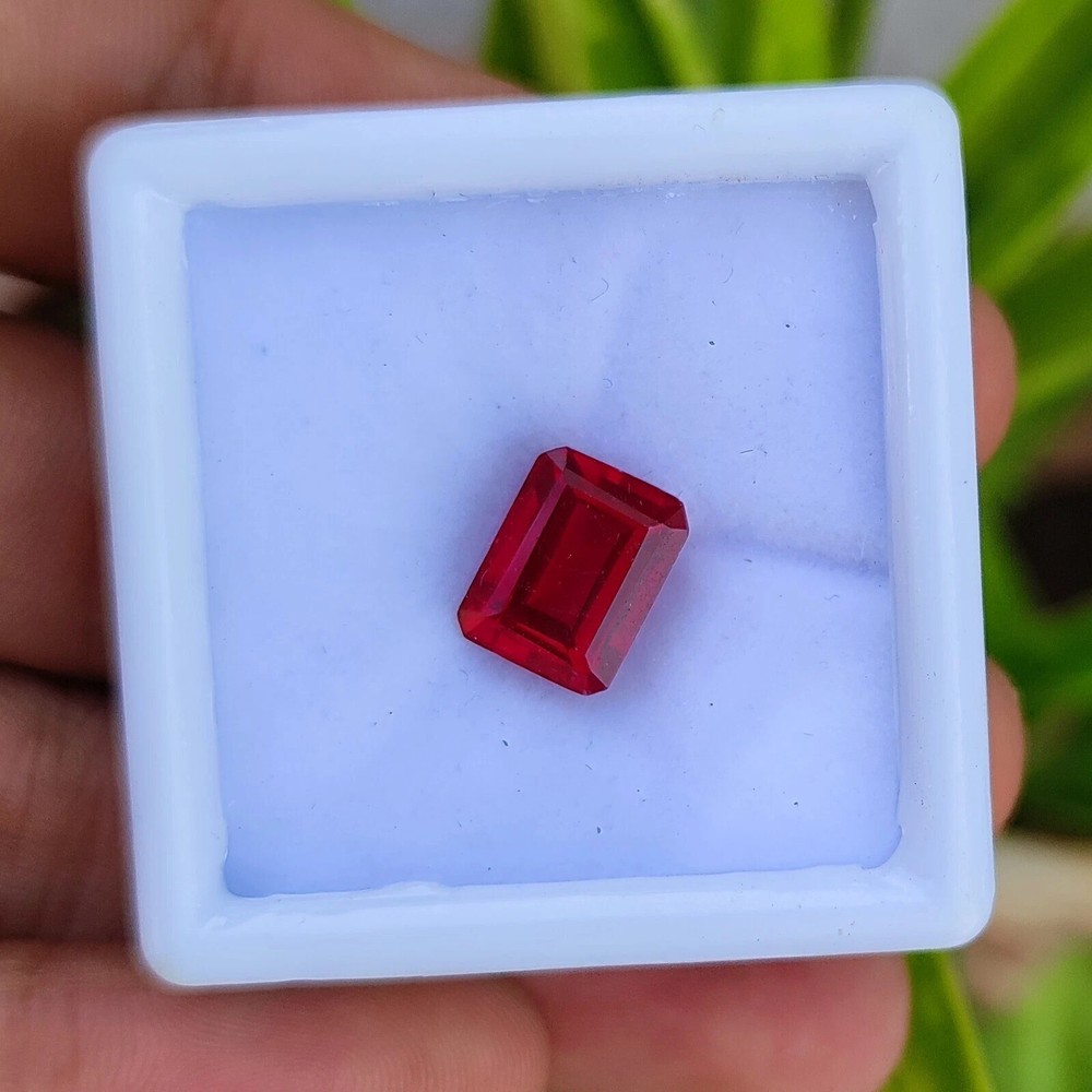 8.60 Ct Natural Mozambique Blood Red Ruby Emerald Cut Loose Gemstone