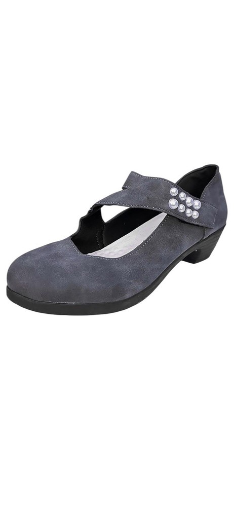 Anniemia Mary Jane Low Heel Shoes with Pearl Strap Size 43 Fits Like US 10 Comfortable Buckle Design