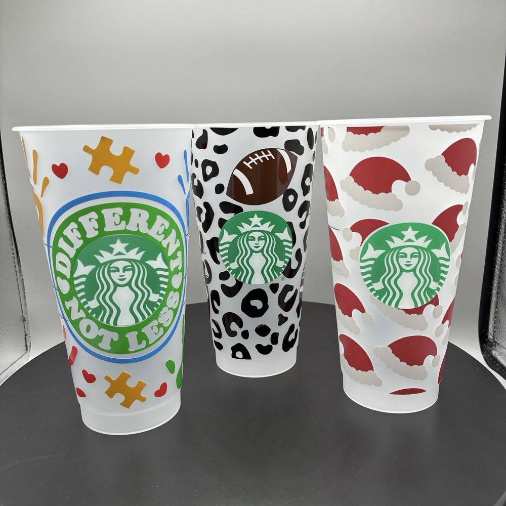 Starbucks Set Of 3 Custom Designed Reusable Venti Cold Cups