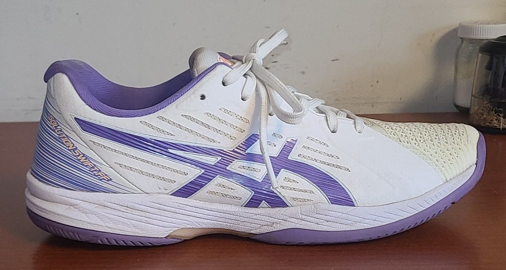 ASICS Women's Shoes 10.5 Solution Swift FlyteFoam Tennis Sneakers White Lavender