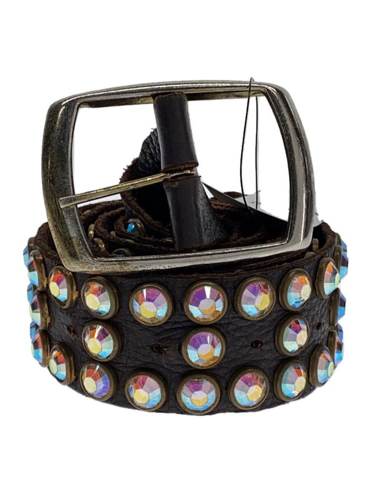 Sky Leather Studded Belt in Brown for Men