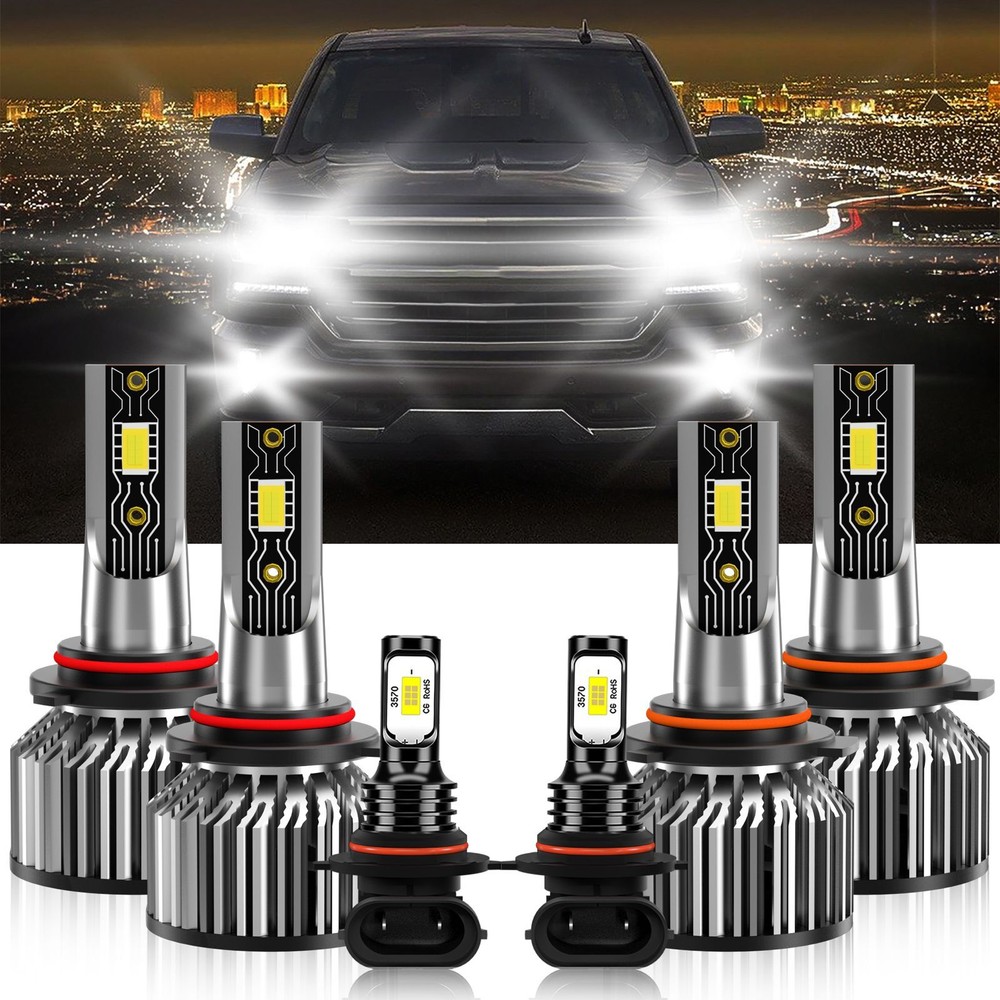 LED Headlight High Low + Fog Light Bulbs For Chevrolet Silverado 2500 2003-2004
