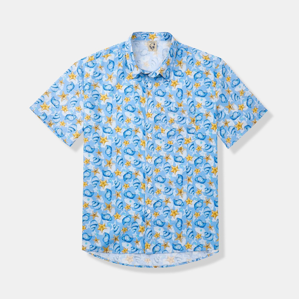 Tropical Sea Animal Conch Print Hawaiian Shirt