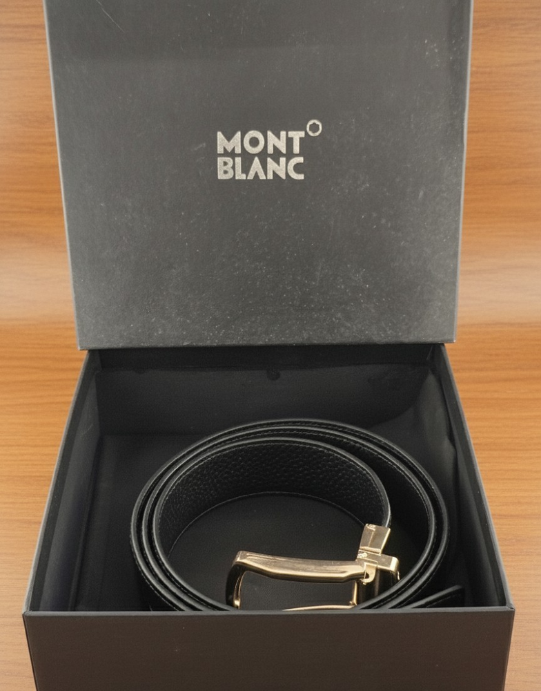 Montblanc Special Edition Black Color Men Leather Belt With Box (Free Shipping)