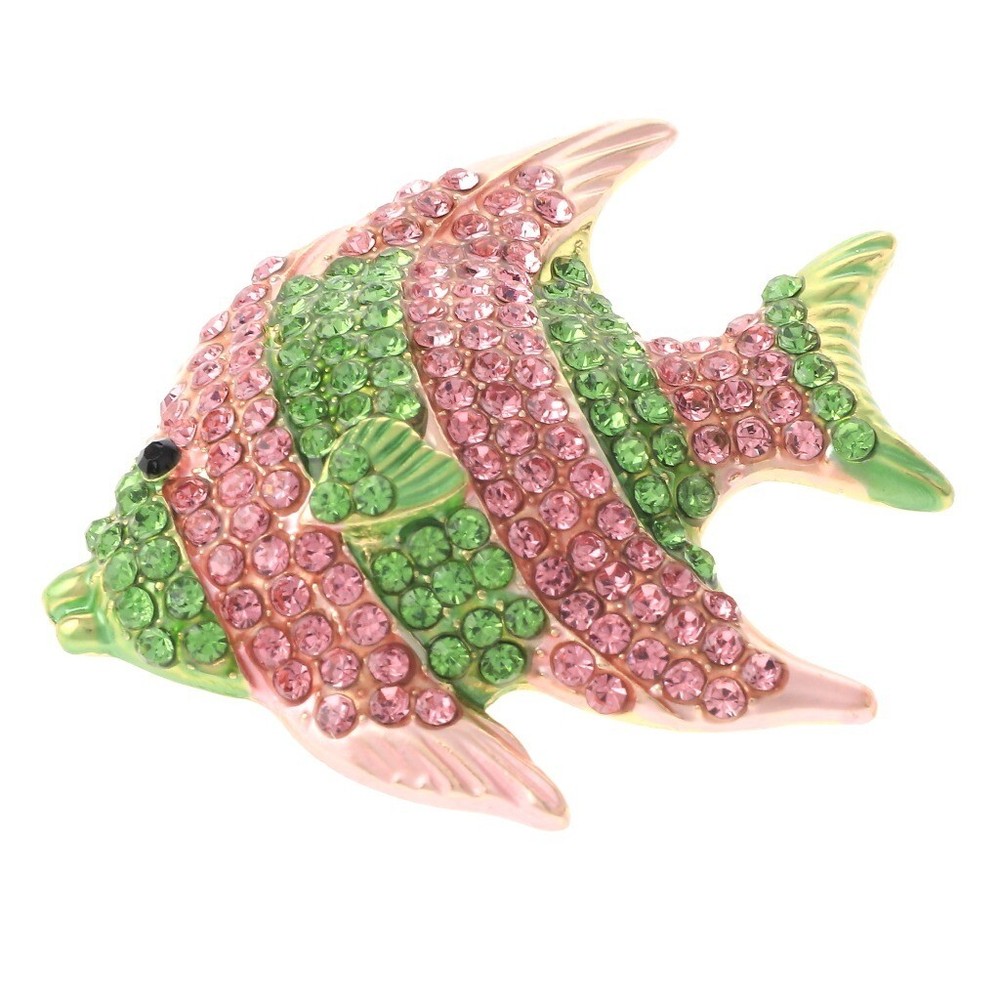 Gold Tone Metal Fish Brooch With Rhinestone P1314-PKGN