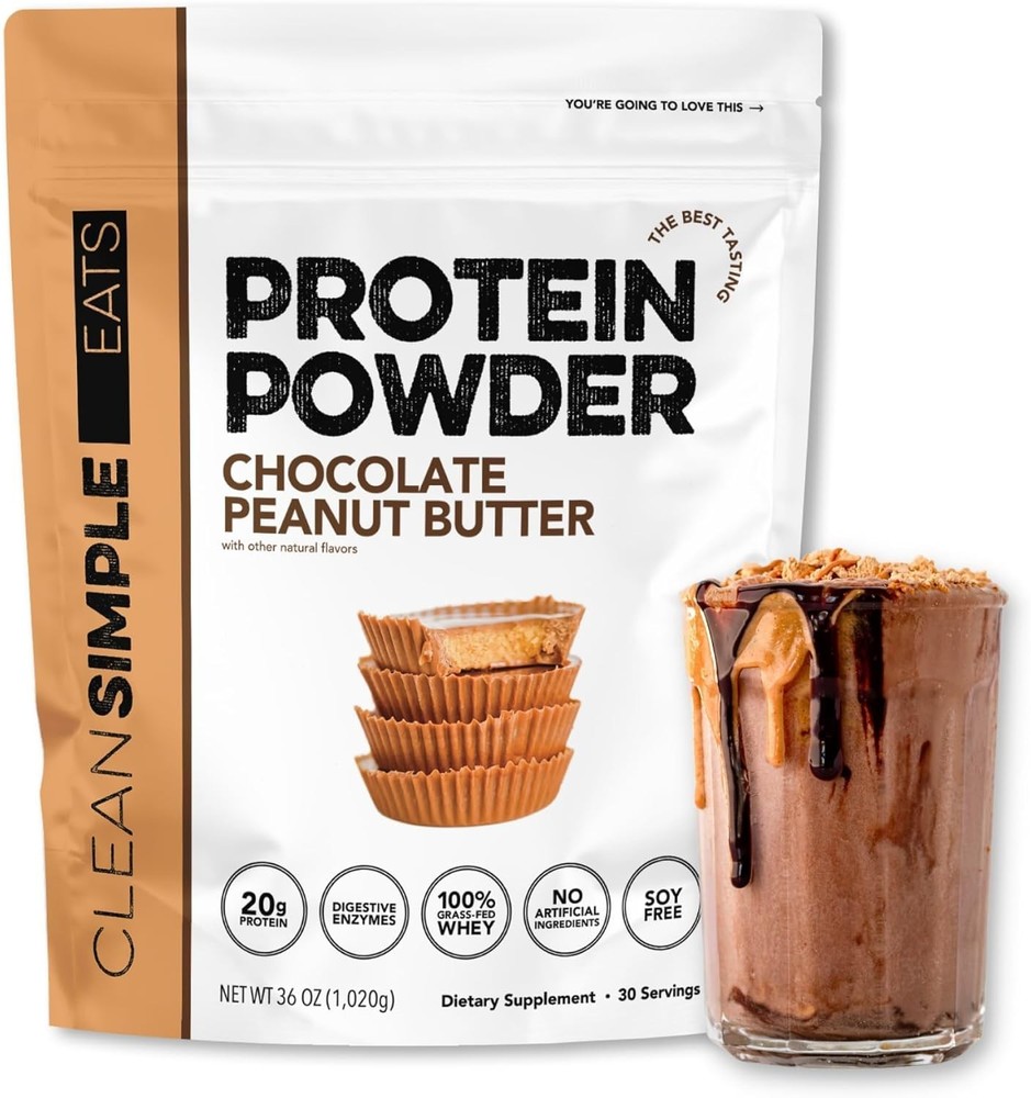 Clean Simple Eats Chocolate Peanut Butter Whey Protein Powder 30 Servings