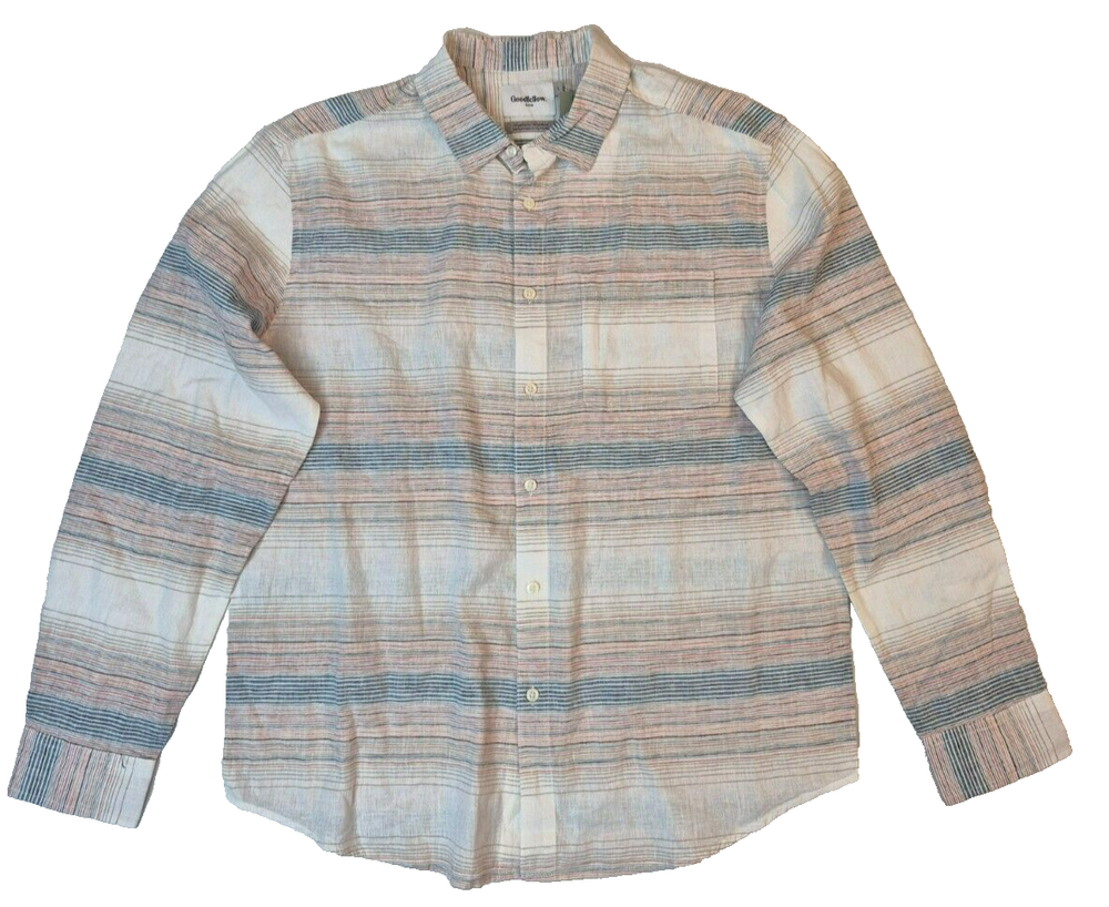 Goodfellow & Co Mens Linen-Cotton Button Up Shirt Cream Size L New With Tags