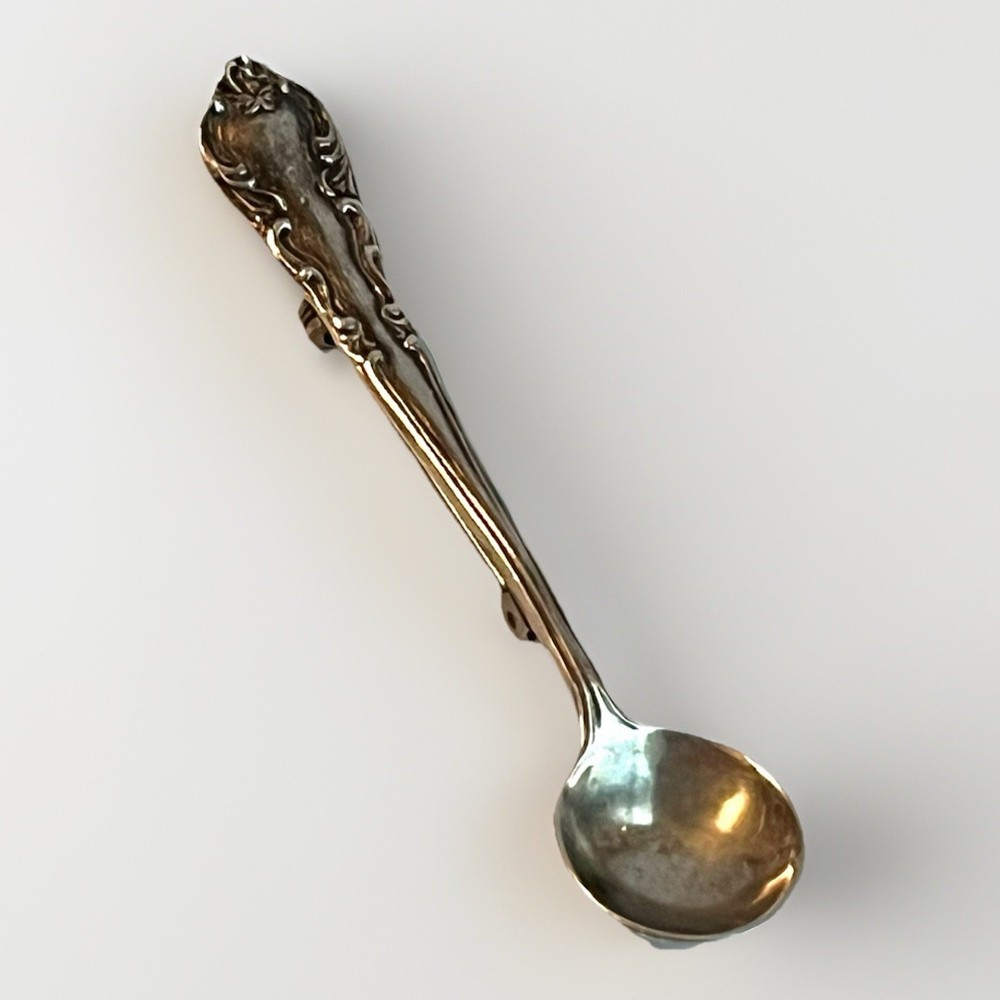 Vintage Sterling Silver Salt Spoon Brooch Pin Gift For Baker Or Chef, 1940’s