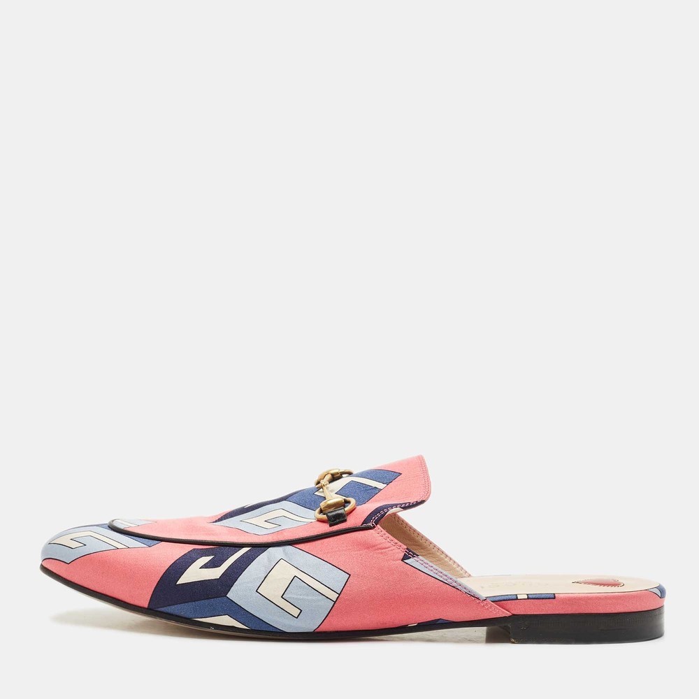 Gucci Multicolor Satin Horsebit Princetown Mules Size 41