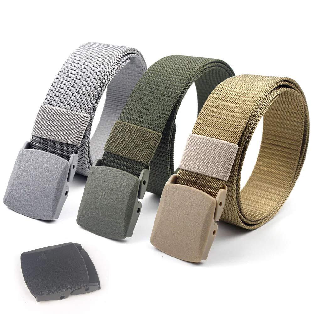 3-Pack Belt Web Nylon Canvas Belt Plastic Buckle Belt Travel Adjustable Nylon...