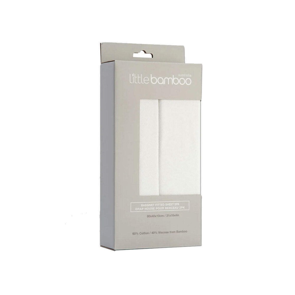 NNEDSZ Set of 2 Little Bamboo Jersey Fitted Sheet Bassinet Size Natural