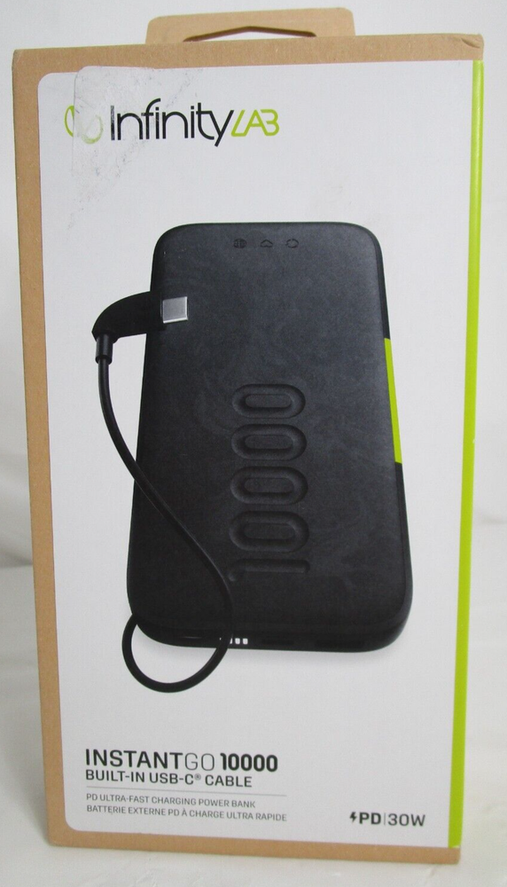 InfinityLAB InstantGO 10000 Power Bank New Open Box Tested Working