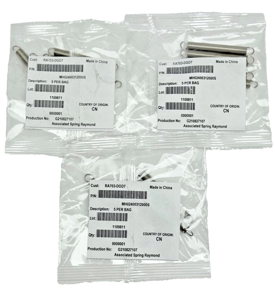 Raymond RA703-DGD7 MH02400312000S Extension Spring with Hooks - Lot of 15