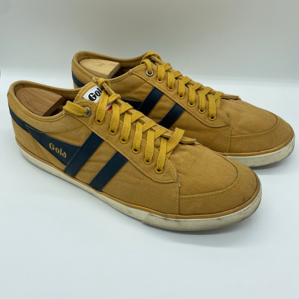 Gola Men's size 12 Gold Yellow Navy Comet Canvas Trainers Sneakers Retro Preppy