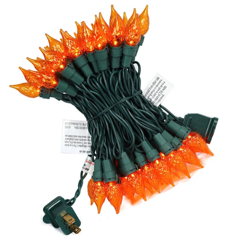 Orange Lights Halloween Lights 70 LED C5 Glass Connectable Christmas Lights f...