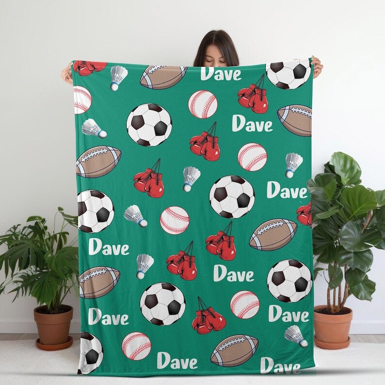 personalized Custom Baby blanket Printed football Baby Name Blanket soft Bedding
