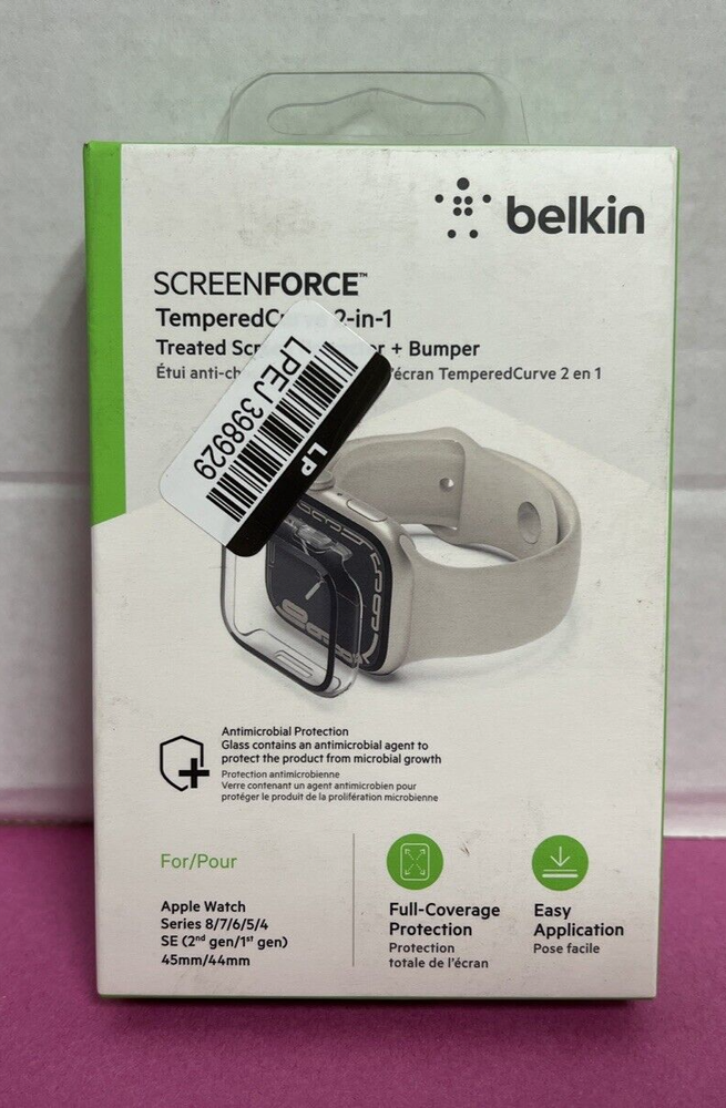 Belkin ScreenForce 2-in-1 Tempered Curve Clear Case for Apple Watch  