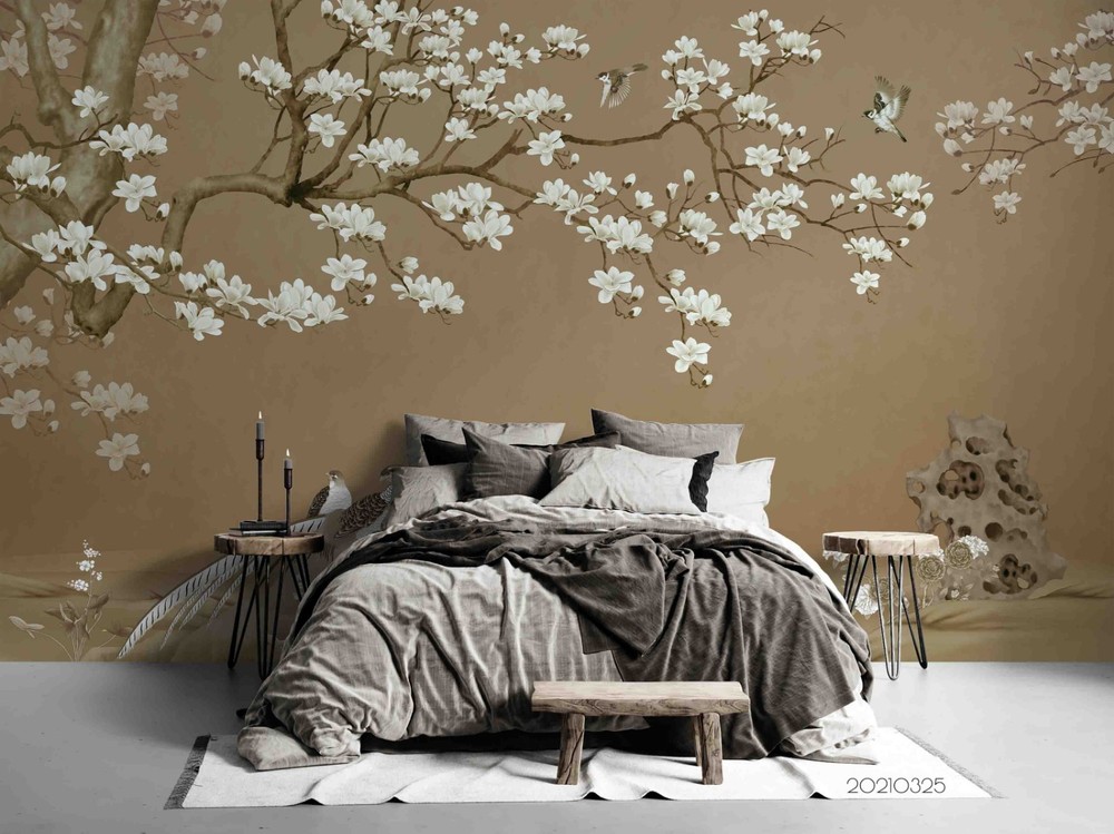 3D Flowers Birds Chinese Painting Wall Murals Wallpaper Murals Wall Sticker 2