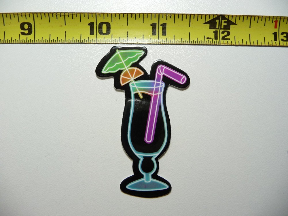 EXOTIC ADULT BEVERAGE DRINK NEON STYLE STICKER DECAL COLORFUL FUNNY