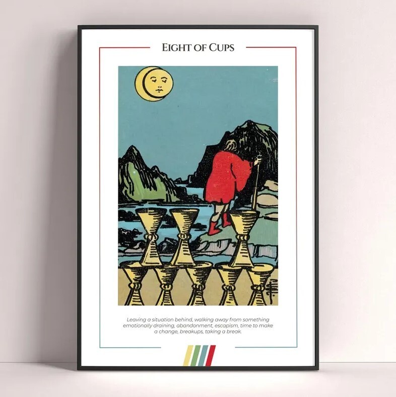 Eight of Cups Tarot Card Art Print Poster Digital Download