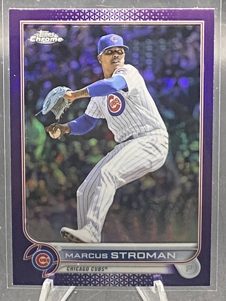 2022 Topps Chrome Update USC135 Marcus Stroman Purple Refractor Card