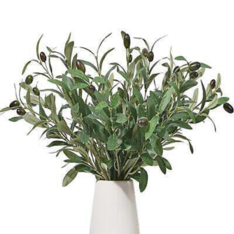 Artificial Olive Branches Long Stems Silk Greenery Leaves Tall Fake Indoor 18 Inch