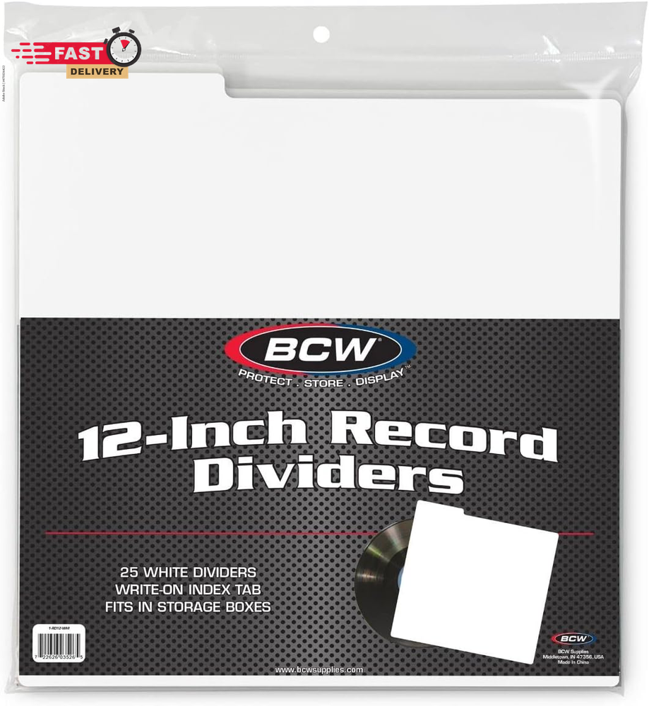 BCW 12-Inch Vinyl Record Dividers - 25 Pack | Archival Plastic for LP Storage -