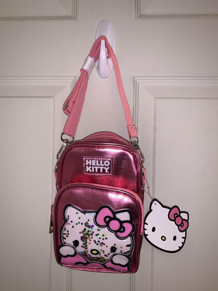Hello Kitty Pink Metallic Crossbody Bag Kawaii Purse New Fashion Trendy