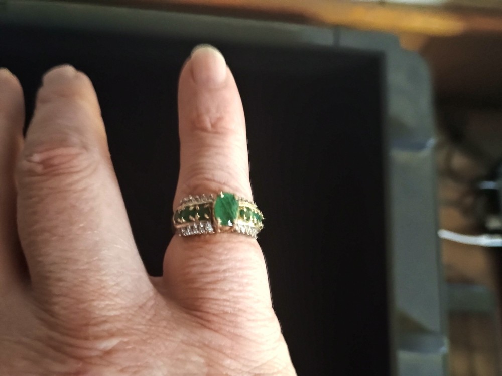 Yellow Gold Emerald Diamond Ring - 10k Oval 1.69ctw