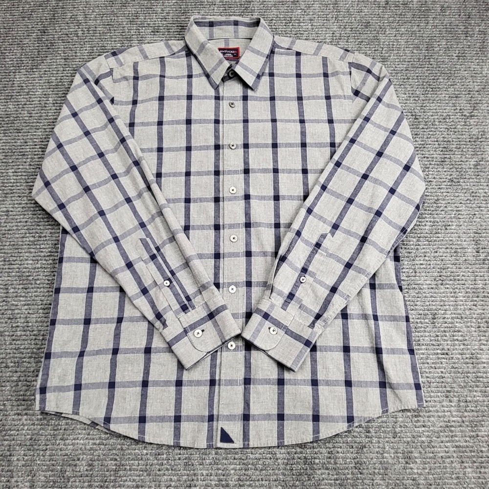 UNTUCKit Dress Shirt Men's Medium Blue Gray Check Plaid Button Down Professional