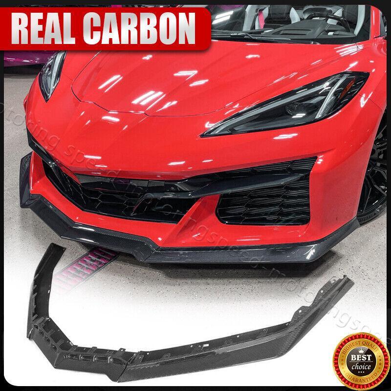 REAL CARBON FIBER Front Bumper Lip Splitter For 23-Up Chevrolet Corvette C8 Z06