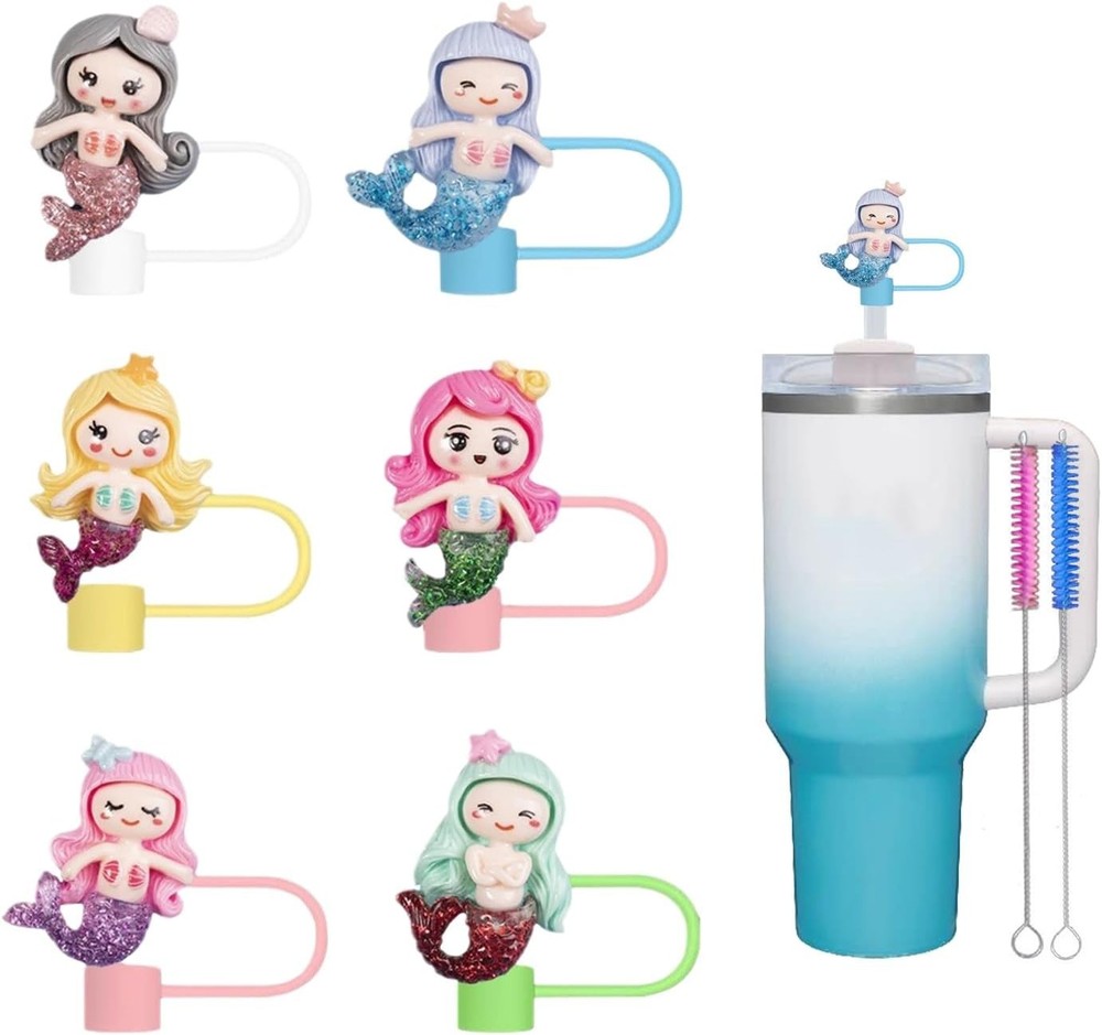 6 Pcs Stanley Cup 30 &40 oz  Silicone Straw Topper , Tumbler Cup Accessories