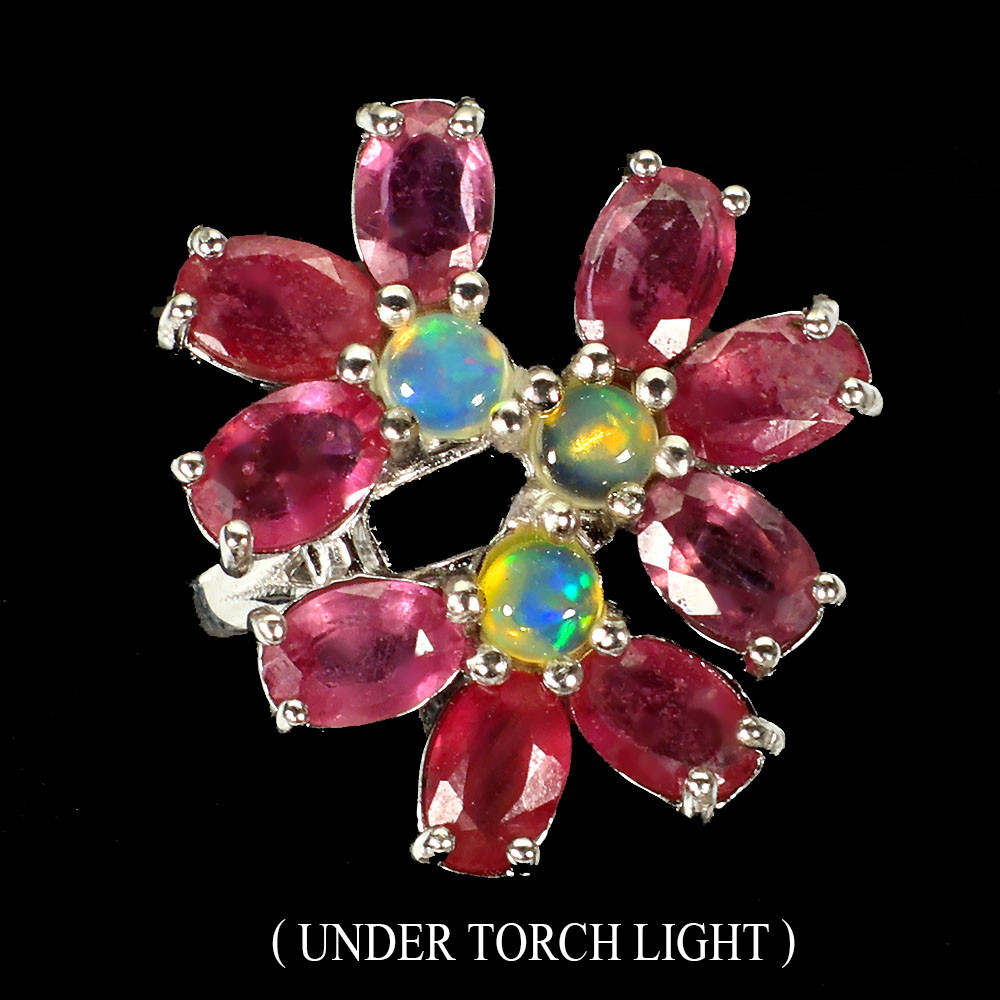Valentine 925 Silver Ring Oval Ruby 6x4mm Fire Opal Natural Gemstone Jewelry Sz