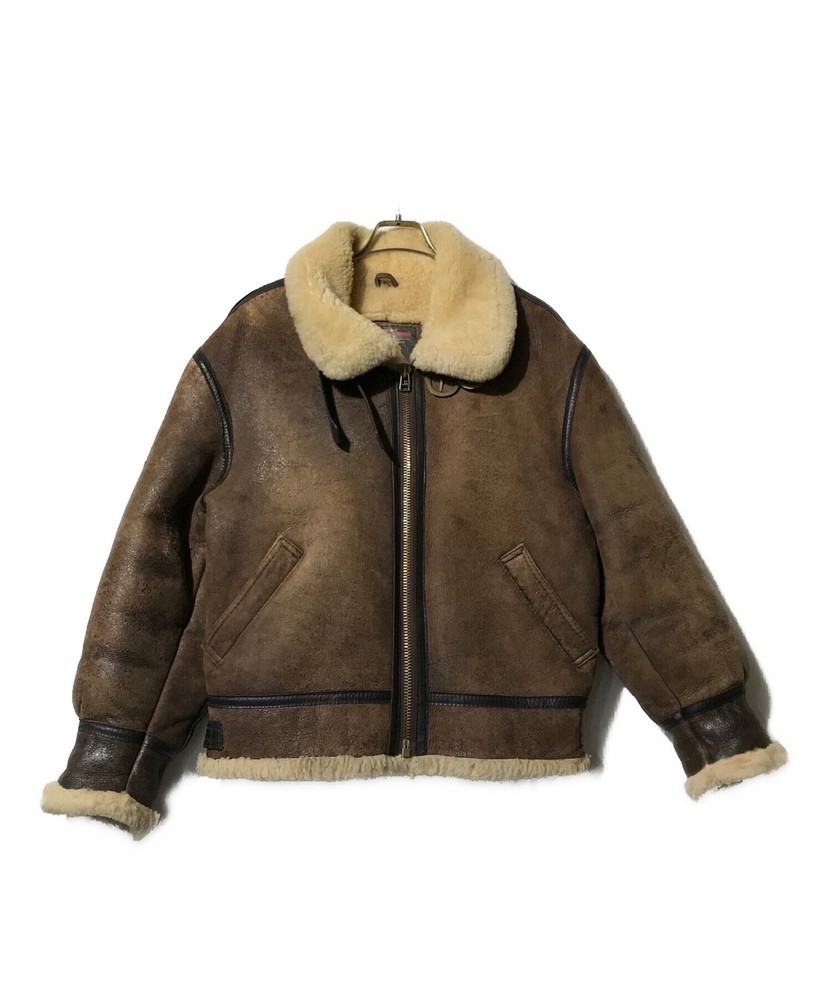 Wind Armor Sheepskin B-3 Bomber Jacket in Brown M GyQ85