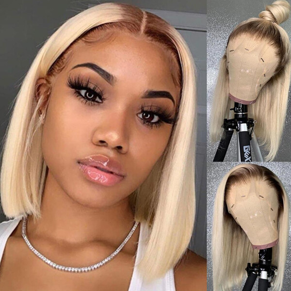 Bob Ombre Blonde #613 Lace Front Glueless Human Hair Wig Remy