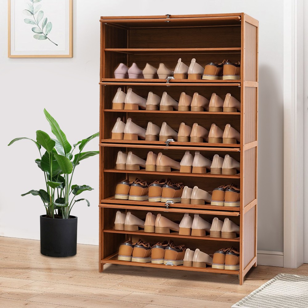 9-Tier Bamboo Shoe Rack Cabinet with Flip Door for Organized Shoe Storage