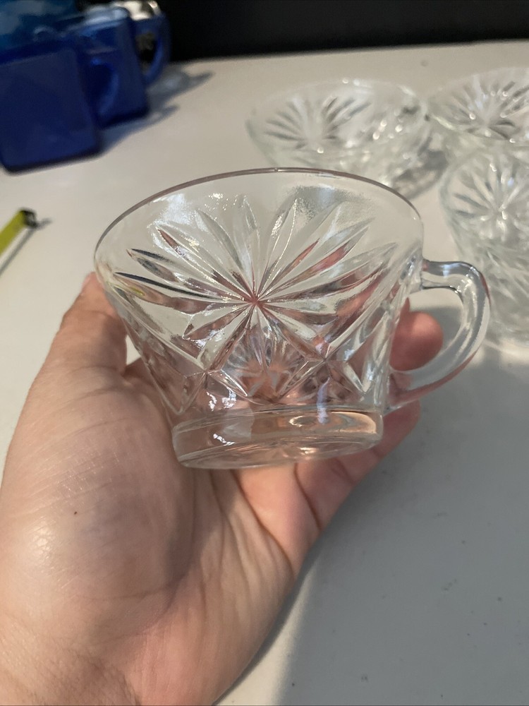 Vintage Glass Punch Bowl Replacement Set of 2 Cups