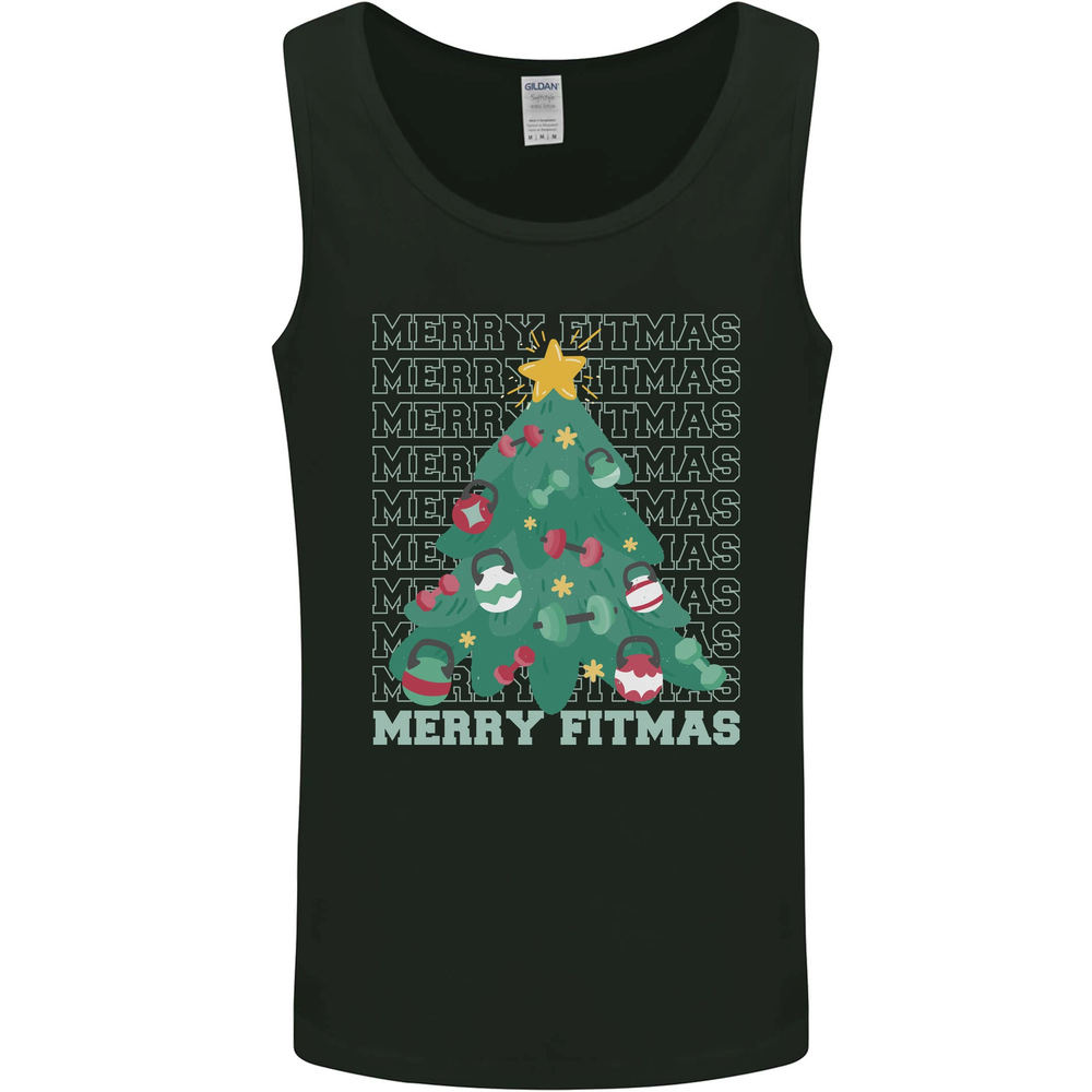 Fitness Merry Fitmas Christmas Tree Gym Mens Vest Tank Top