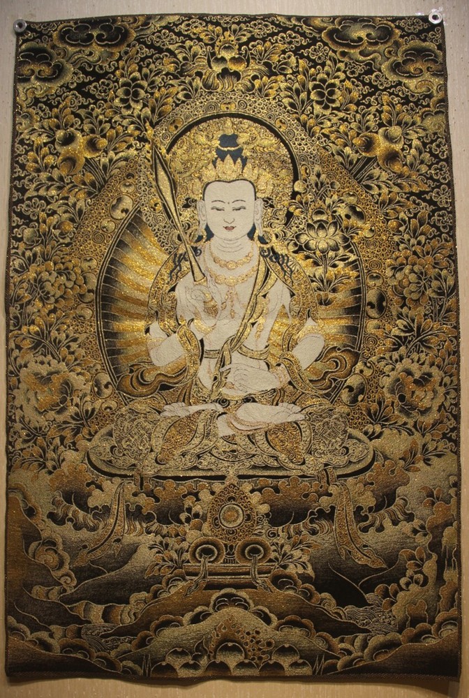 Chinese Tibetan Buddhist embroidery Brocade Thangka Bodhisattva Akashagarbha