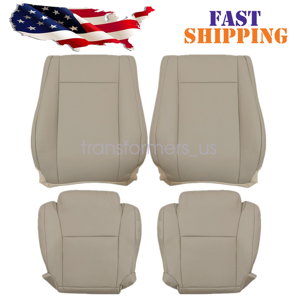 2007-2013 For Toyota Tundra Driver Passenger Bottom Top Leather Seat Cover Tan