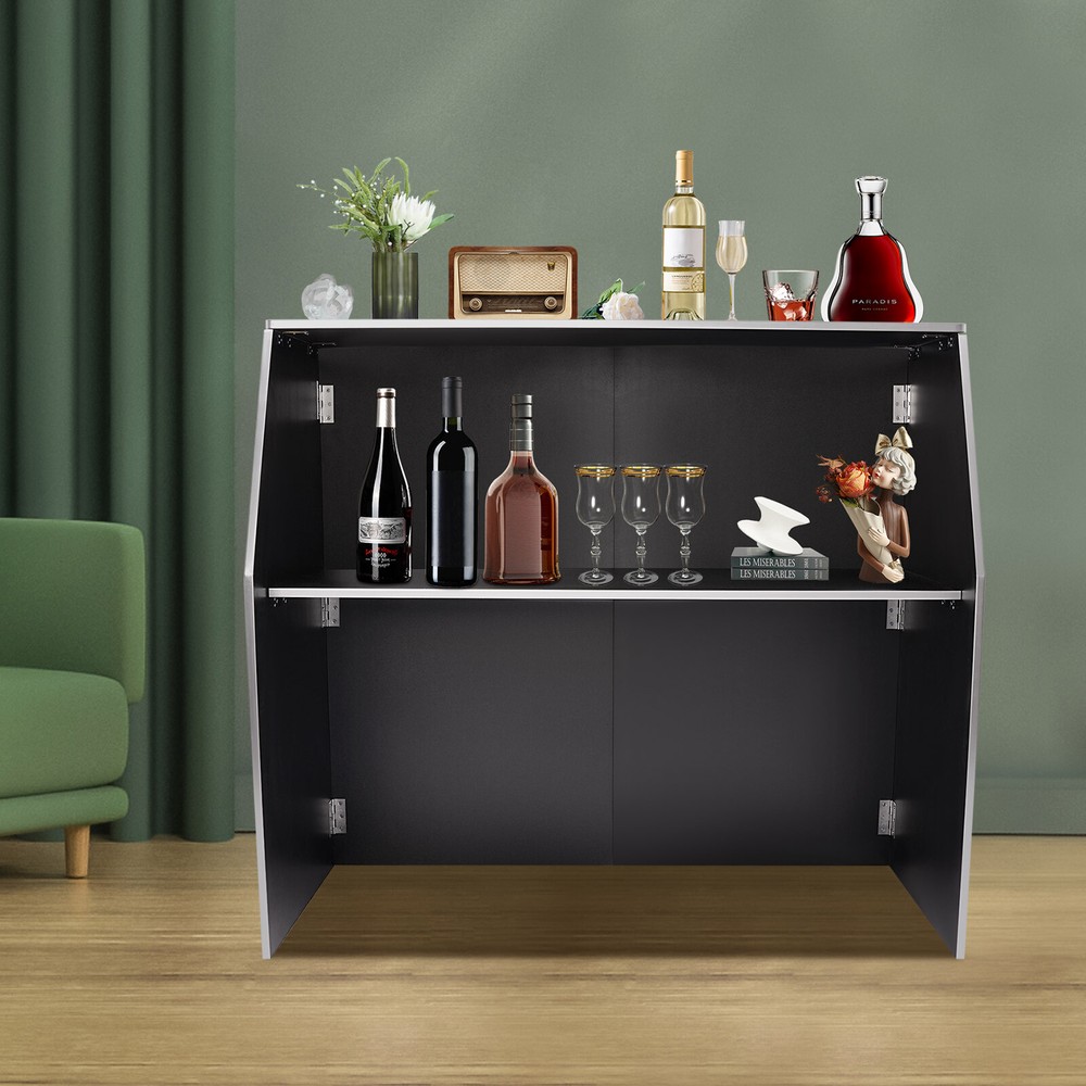 Portable Event Bar Table Foldable Alu Edge Banding For Party Picnic Black