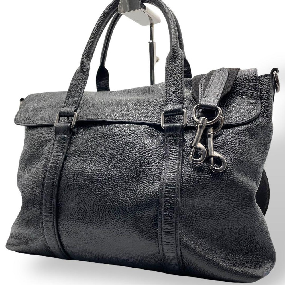 Coach Metropolitan Business Bag Black Pebble Leather