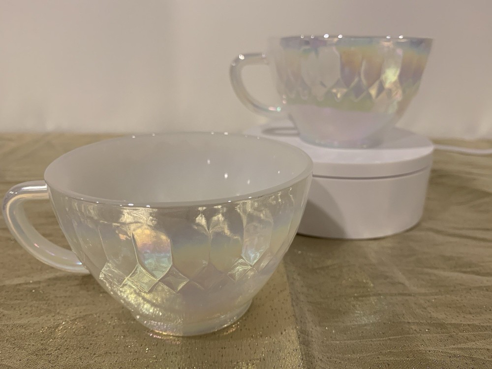 Set of 2 Federal Milk Glass Punch Cups/Mugs